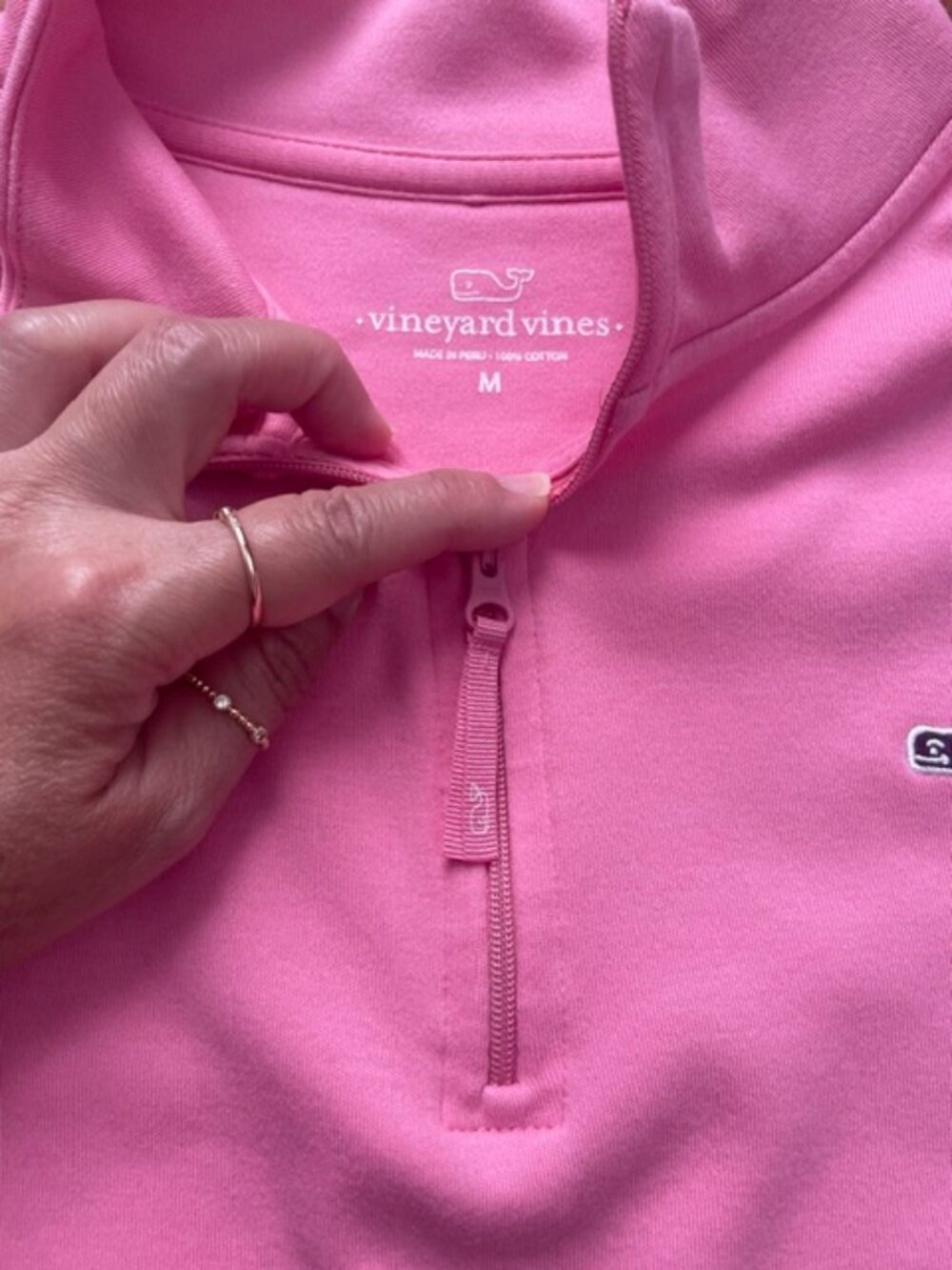 Vineyard Vines Women's 1/4 Zip 100% Cotton Pullover Sweatshirt, Pink, Size M - Picture 3 of 6